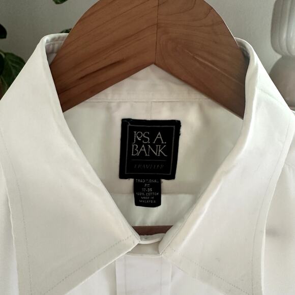 Jos A Bank Traveler Shirt 17-35 White Traditional Fit Cotton Work Formal - Picture 4 of 7